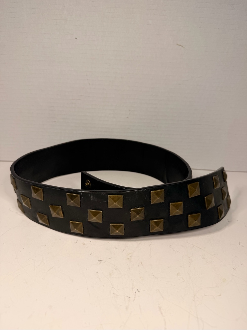 ASOS Black PU Faux Leather Pyramid Studded Belt M/L 34 inches